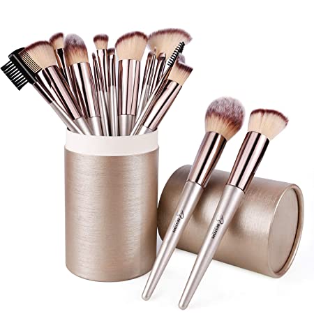 BESTOPE Makeup Brushes 20 PCs Makeup Brush Set Premium Synthetic Contour Concealers Foundation Powder Eye Shadows Makeup Brushes With storage box Champagne Gold Conical Handle