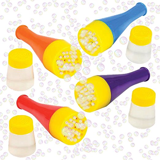 Mini Blizzard Bubble Blower Set by ArtCreativity - Set of 4 Bubble Blasters with 4 Bottles of Bubble Mixture | Vibrant Assortment of Color - Non-Toxic Plastic - Best Summer Toys for Boys & Girls