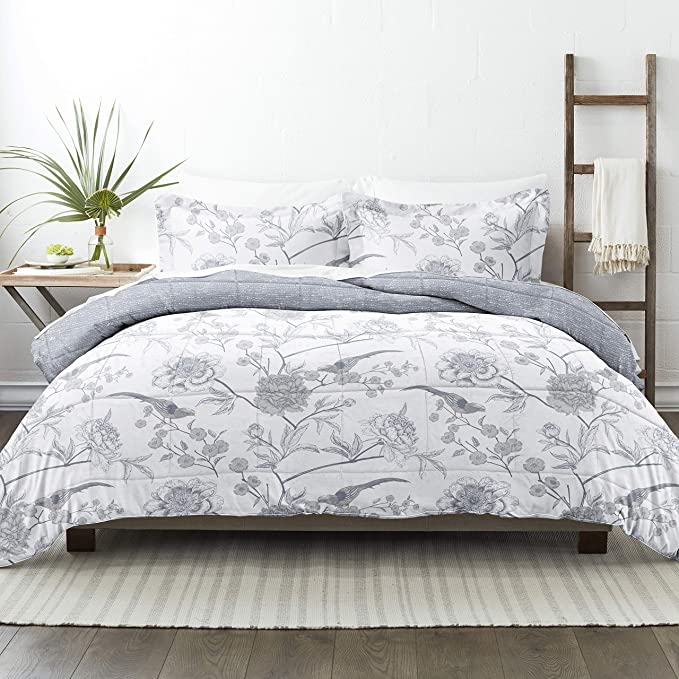 Linen Market Premium Down Alternative Molly Botanicals Reversible Comforter Set Twin/Twin Extra Long Light Blue