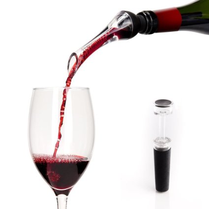 Fast O Vacuum Wine Aerator Pourer, Spout, Elegant Dispenser, Gift Set Accessories for Wine Lovers with Mini Pump & Storage Bag Included