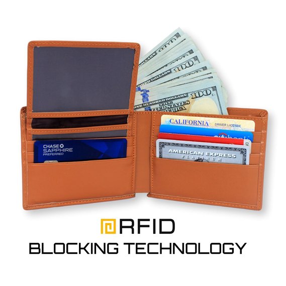 ID Theft Prevention Wallet by SPENCI - 100% Genuine Leather RFID Signal Blocker