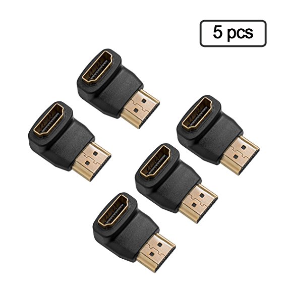 New Wayzon 5 Packs of HDMI 90 Degree/Right Angle Connectors/Adapters