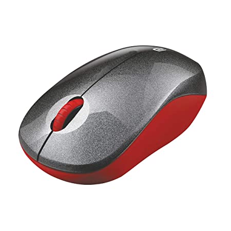 Portronics Toad 12 Wireless 2.4G Optical Mouse with Ergonomic Design, USB Receiver for Notebook, Laptop, Computer, MacBook, Windows, MacOS, (Red-Black)