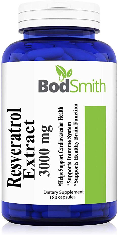 Resveratrol - 3000mg Per Capsule Max Strength 180 Pills Over a Month Supply! Antioxidant Supplement Extract, Trans-Resveratrol Pills for Heart Health & Pure Weight Loss, Trans Resveratrol