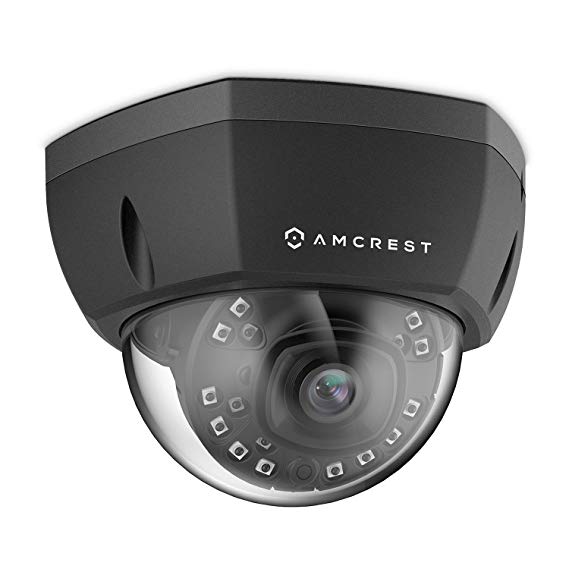 Amcrest 5MP POE Camera UltraHD Indoor Outdoor POE IP Security Camera System Dome IP67 Weatherproof, 98ft IR Night Vision, 5-Megapixel (2688 TVL), Cloud & MicroSD Recording IP5M-1176E (Black)