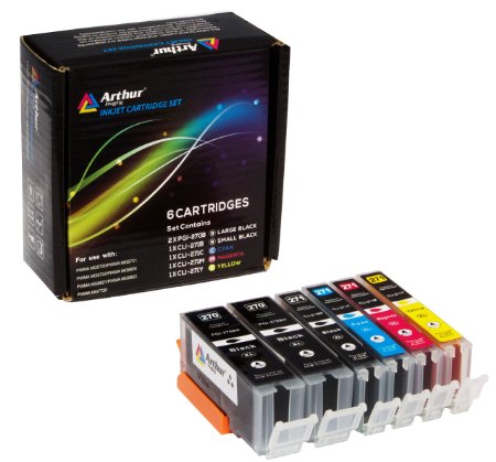6 Pack Arthur Imaging Compatible Ink Cartridge Replacement for Canon PGI-270XL CLI-271XL (2 Large Black, 1 Small Black, 1 Cyan, 1 Yellow, 1 Magenta, 6-Pack)