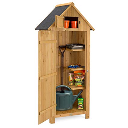 Christow Slimline Garden Shed, Outdoor Tool Storage, Compact Utility Sentry with Lockable Door and Roof Hatch