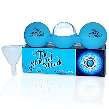 The Spherical Miracle Silicone Ice Ball Maker - Makes 3 Large 2.5 Inch Spheres - Includes Free Funnel & Frozen Facts/Creative Quick Tips Insert.