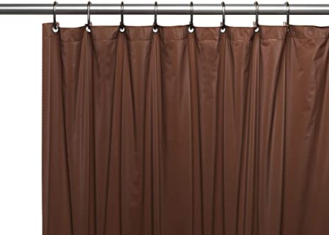 Carnation Home Fashions 3-Gauge Vinyl Shower Curtain Liner with Metal Grommets, Brown
