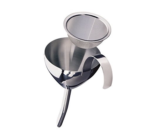 Cilio Stainless Steel Wine Funnel with Strainer, Silver