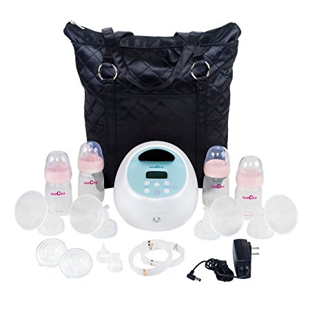 Spectra Baby USA - S1 Plus Premier Rechargeable Electric Breast Pump Bundle, Double/Single, Hospital Grade - with Black Tote and 2 Sets of Bottles