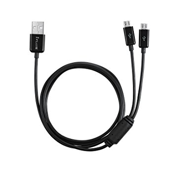iFlash Dual MicroUSB Splitter Charge Cable - Power up to Two Micro USB Devices At Once From a Single USB Port - Ideal for Any Micro USB Powered Device