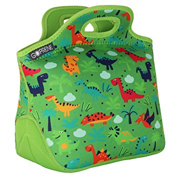 GOPRENE Insulated Lunch Bag For Kids [ Fits: Bento Box for Kids ] Neoprene Lunch Bag | Dinosaur | Lunch Box Fits Easily - [10.2 x 8.2 x 6.5 in. inside] for Boys and Girls Ages 3-10 Years
