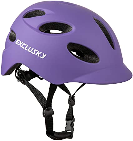 Exclusky Adult Bike Helmet, Adjustable Bicycle Helmet for Men and Women, Lightweight Urban Helmets with USB Rechargeable Rear Light for Commuter