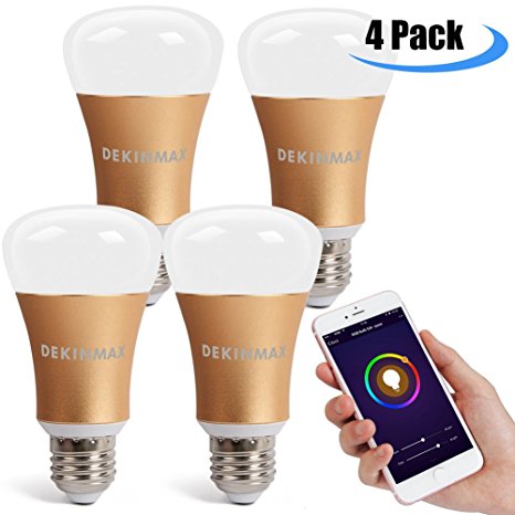 DEKINMAX WiFi Smart LED Light Bulb Works with Amazon Alexa, Color & Brightness Changing, 5 Watts (50Watts Equivalent, Pack of 4)
