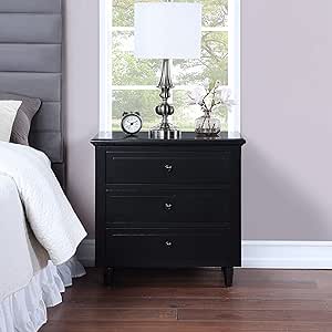 3-Drawer Nightstand,Modern Bedside Table for Bedroom,Wooden End Table,Storage Cabinet,Home Furniture,Black