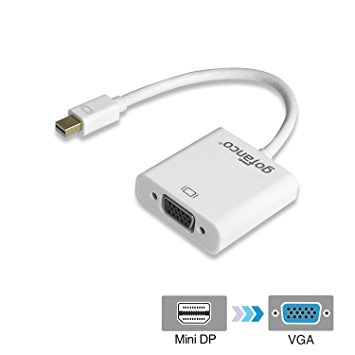 gofanco 1080p Mini DisplayPort VGA Adapter Gold Plated Mini DP to VGA Male to Female Converter Up to HD 1080p Thunderbolt 2 to VGA compatible for MacBooks, Surface and Laptops with mDP port