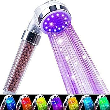 Nosame Led Shower, Filter Filtration High Pressure Water Saving Head 7 Colors Automatically No Batteries Needed Spray Handheld Showerheads 1.6 GPM for Dry Skin & Hair