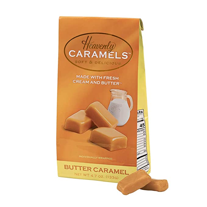 J Morgan Confections Heavenly Caramels, Butter Flavor (4.7 oz bag); Gourmet, Artisan Soft and Chewy Butter Caramel Candies, Creamy and Smooth, Hand-Crafted Golden Treats