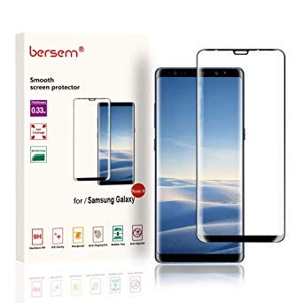 Samsung Galaxy Note 8 Screen Protector, Bersem Tempered Glass Anti-Scratch, Bubble Free and Case Friendly, 3D Curved Edge,[ Full Coverage and Wider View], Screen Protector for Note 8 (1 Pack Black)