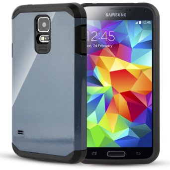 CellJoy® [Liquid Armor] Samsung Galaxy S5 Case Slim Fit Dual Layer Protective Hybrid Case for Galaxy SV / Galaxy S V / Galaxy S5 (2014 Model) [CellJoy Retail Packaging] (Metallic Gray)