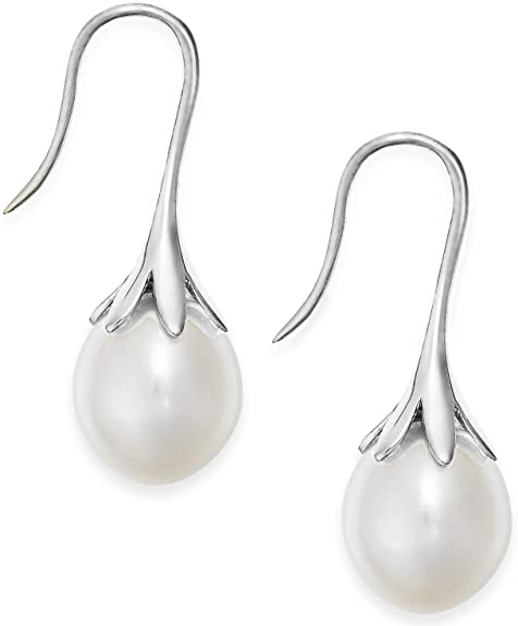 Gold & Sterling Silver Teardrop Freshwater Pearl Drop Earrings for Women