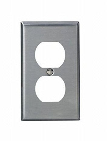 Leviton 84003-40 4 Pack 1-Gang Duplex Device Receptacle Wallplate, Stainless Steel