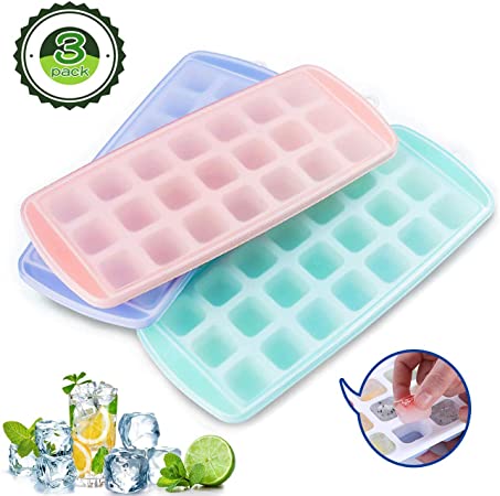 Magicdo Ice Cube Trays,Ice Tray Food Grade Flexible Silicone Ice Molds with Lids BPA Free Stackable Dishwasher Safe Flexible and Reusable
