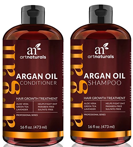 ArtNaturals Moroccan Argan Oil Hair Loss Shampoo & Conditioner Set - Hair Regrowth (2x16Oz / 473 ml) Sulfate Free- Treatment for Hair Loss, Thinning Hair & Hair Growth, Men & Women- Made W/ Organic Ingredients