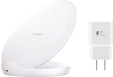 Samsung Qi Certified Fast Charge Wireless Charging Stand W/AFC Wall Charger White