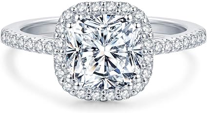HAFEEZ CENTER 2ct Cushion Cut Moissanite Rings for Women Cushion Cut Engagement Rings for Women Promise Ring Gifts for Women
