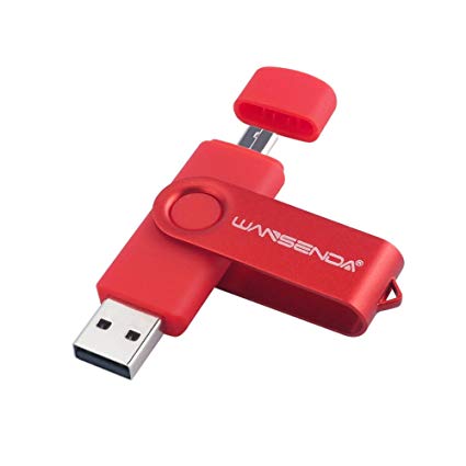 Wansenda OTG USB Flash Drive 16GB 32GB 64GB 128GB USB 2.0 For Android Devices/PC/Tablet/Mac (32GB, red)