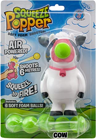 Hog Wild Cow Popper Toy - Shoot Foam Balls Up to 20 Feet - 6 Balls Included - Age 4