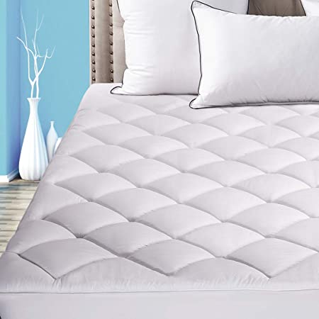 LEISURE TOWN Reversible California King Mattress Pad All Season Mattress Topper Cover Cooling Fabric Mattress Cover Plush Sherpa Pillow Top(California King, Reversible White)