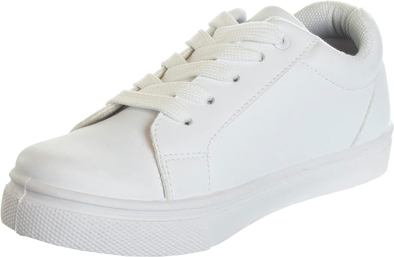 French Toast Boys Girls Shoes -Unisex Athletic Casual Dress Kids School Uniform Loafer Oxford Canvas Tennis Sneakers (White/Black) (Little Kid/Big Kid)