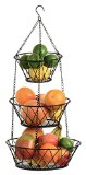 Blue Donuts 3-Tier Round Iron Hanging Basket - 25in Long  Powder coated in Black X Pattern