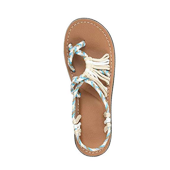 Raylans Women's Summer Flat Sandals Braided Rope Sandals