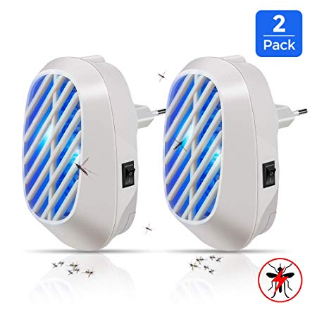 COSYINSOFA Electronic Mosquito Killer Lamp with UV Light EU Plug White 2 Pack Indoor Plug-in Insect Killer Bug Zapper 500 sq.ft Coverage Get rid of Mosquito Insects and Protect you (White)