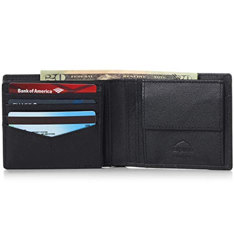 Alpine Swiss RFID Mens Wallet Deluxe Capacity Divided Bill Sections Choice of Coin Bifold Trifold