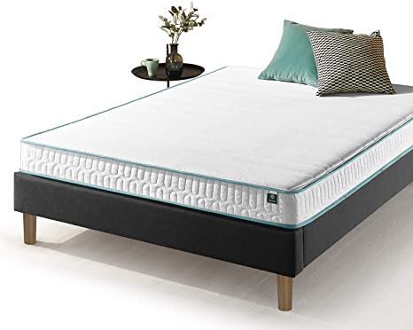 Zinus 6 Inch Mint Green Memory Foam Hybrid Spring Mattress, Queen