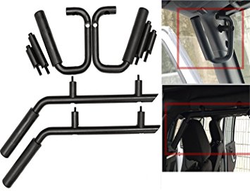 Matte Black Front & Rear Grab Handle Bar Kit for 07-16 Jeep Wrangler JK Sahara Sport Rubicon X & Unlimited 4 door