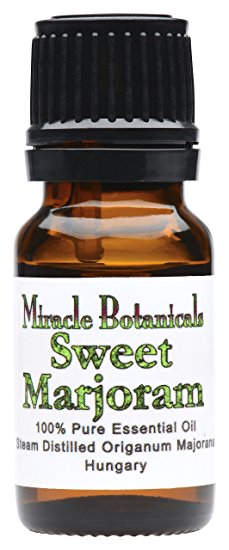 Miracle Botanicals Sweet Marjoram Essential Oil - 100% Pure Origanum Majorana - 10ml or 30ml Sizes - Therapeutic Grade - 10ml