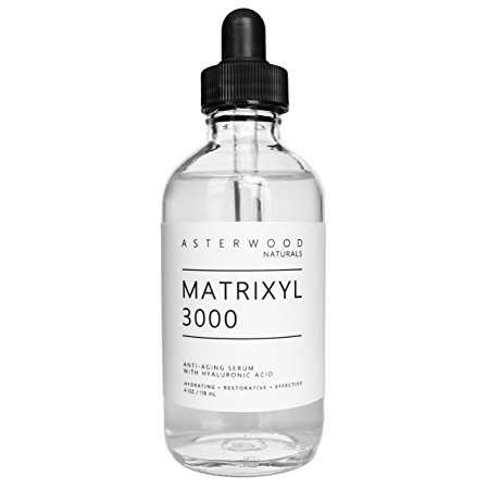 Matrixyl 3000 30% Serum with Organic Hyaluronic Acid 20% 4 oz - Asterwood Naturals - Official Sederma Matrixyl 3000 - Anti Aging, Anti Wrinkle - Collagen Boost - 4 Ounce Clear Glass Bottle