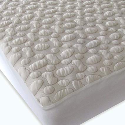 40 Winks Organic Cotton Pebble-Puff Waterproof Mattress Pad Protector, Natural, Queen
