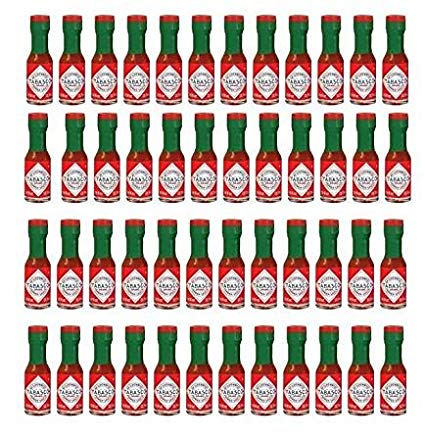 Tabasco Original Pepper Sauce Mini Bottles 1/8 Ounce Pack of 48 Little Real Glassbottles