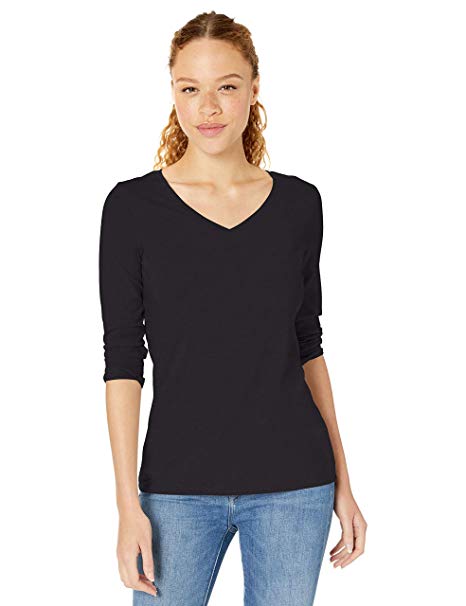 Amazon Essentials Women's Classic-Fit 3/4 Sleeve V-Neck T-Shirt