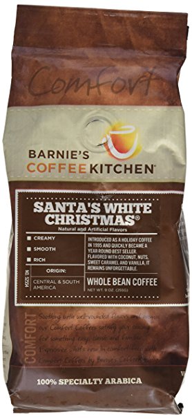 Barnie's CoffeeKitchen Whole Bean Coffee, Santa's White Christmas, 9 Ounce