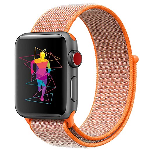 INTENY Sport Band for Apple Watch 38mm 40mm 42mm 44mm, Soft Lightweight Breathable Nylon Sport Loop Replacement Strap for iWatch Apple Watch Series 4, Series 3, Series 2, Series 1