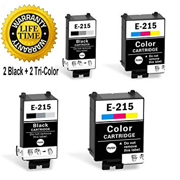 Remanufactured 215 Ink Cartridges Replacement for WF-100 Printer (2 Black, 2 Tri-Color, Pigment Ink, 4-Pack)