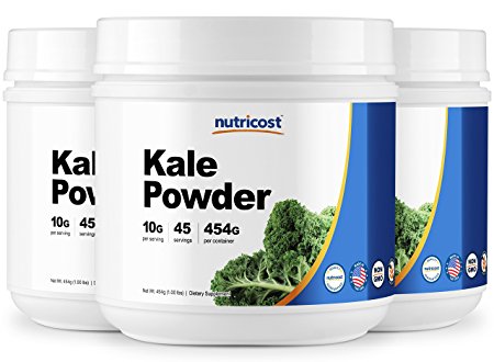 Nutricost Kale Powder 1LB (3 Bottles) - All Natural, Non-GMO, Gluten Free, Pure, Premium Kale